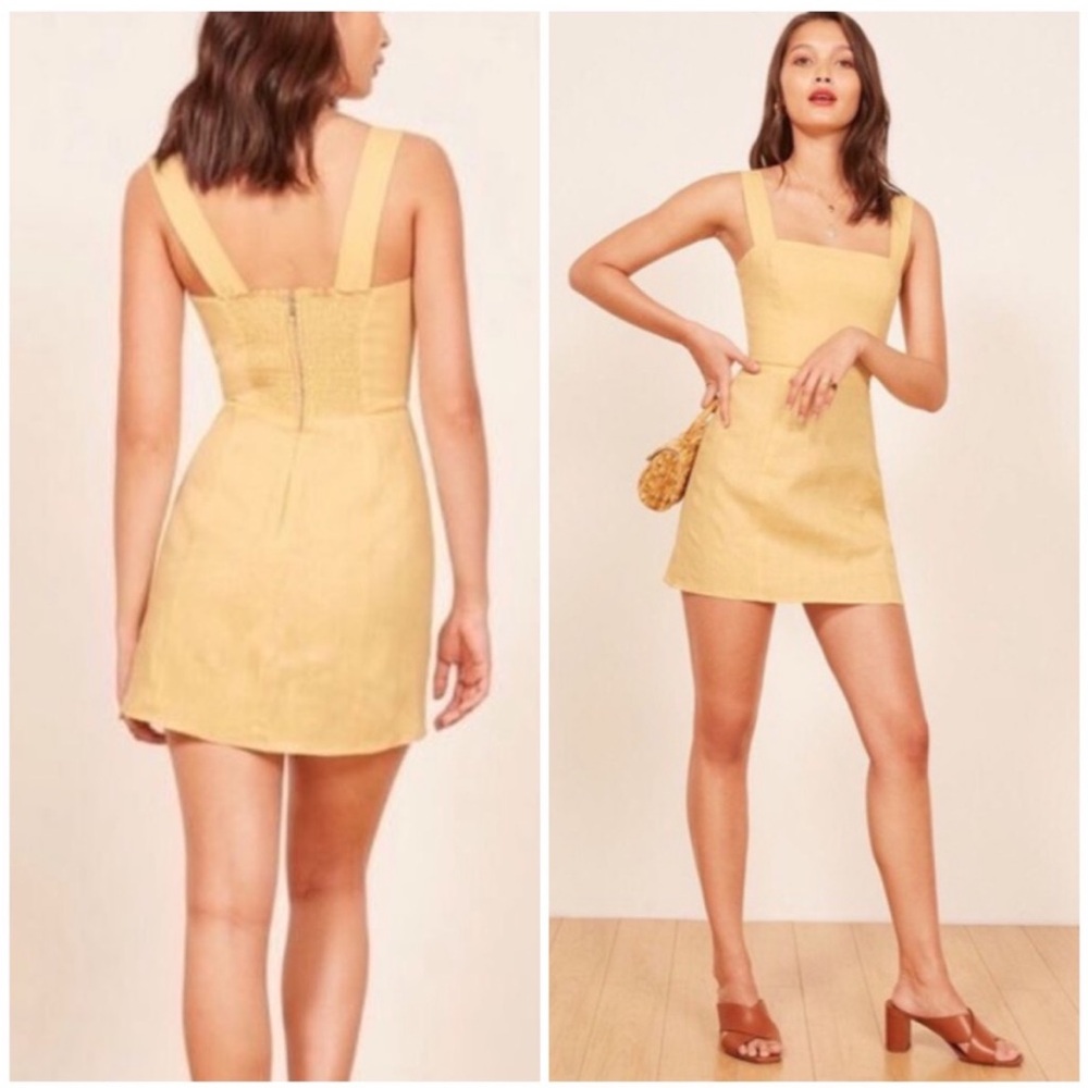 Reformation Brigitte Linen Dress in Yellow Size 0